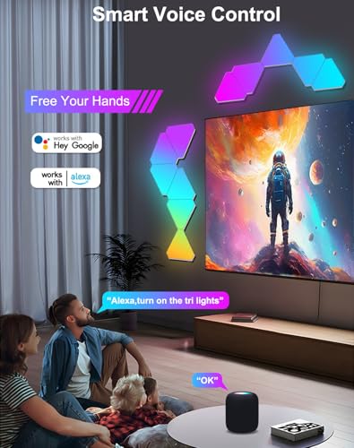 Image of Large Triangle LED Lights for Gaming Setup, DIY Smart Gaming LED Wall Lights Works with Alexa Google Assistant, RGB Triangle Light Panels Music Sync, App Control for Gaming Room Decor Aesthetic,10 Pcs