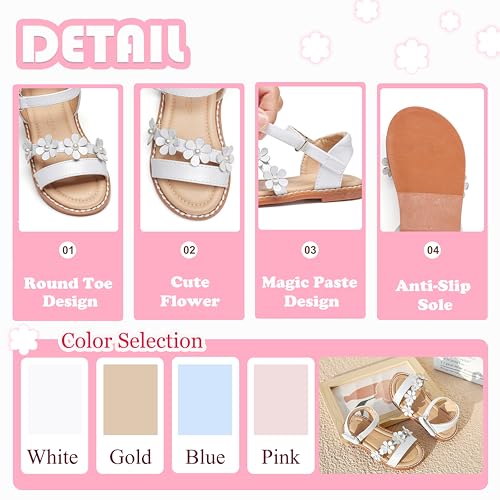 Image of Flaryzone Girls Sandals Open Toe Summer Flats Dress Sandals Shoes Toddler /Little Kid