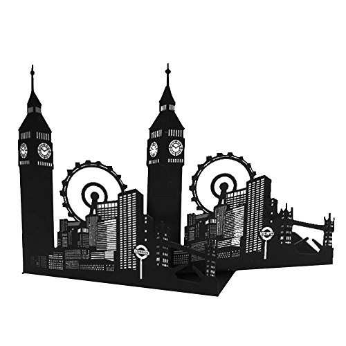 Sujetalibros de Arte, Arquitectura Europea Americana, Estilo histórico, Libro de Archivos, Escuela, Oficina o Regalo, Acero Pesado Antideslizante, Negro, 1 par (Rueda de la Noria de Londres)