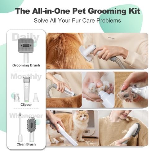 Afloia 6-in-1 Dog Grooming Vacuum Kit, Pet Clipper & Nail Grinder, Green - Image 2
