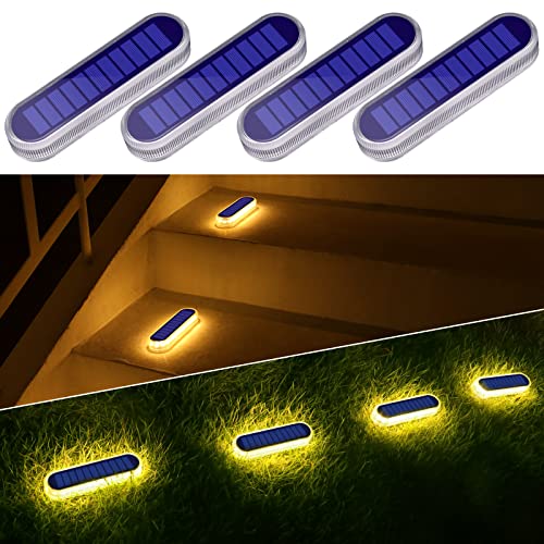 YiLaie Solar Step Lights Outdoor Waterproof Dock Deck Stair Stick on Lights Solar Powered for...