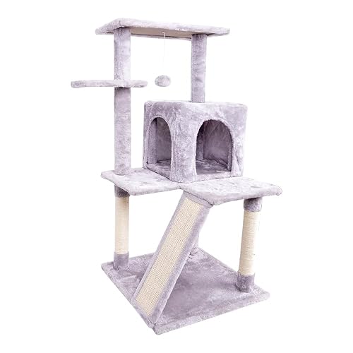 Árbol para Gatos Centro de Actividades con Varios Niveles Plataformas Elevadas Poste Rascador de Sisal Caseta…