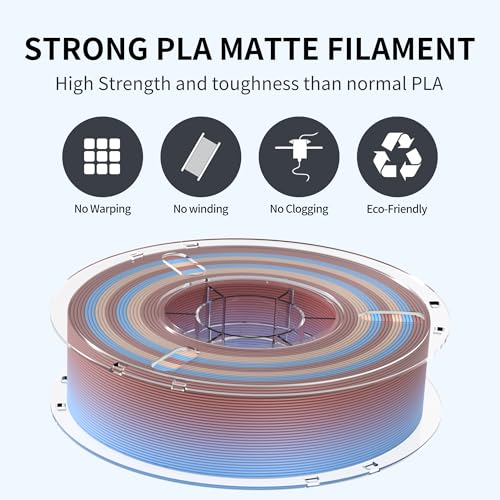 Image of RAMBERY Matte Rainbow 3D Printing Filament Fast Color Change, Multi-Color PLA Filament for Most FDM 3D Printer, 1.75mm 1kg(2.2lbs), Matte Rainbow Blue-Brown