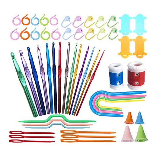 Anyasen Agujas de Ganchillo 57 Piezas Ganchillos Crochet Agujas de Punto Coloridas de Ganchillos Accesorios Ganchillos Crochet Set de Ganchos de Tejer