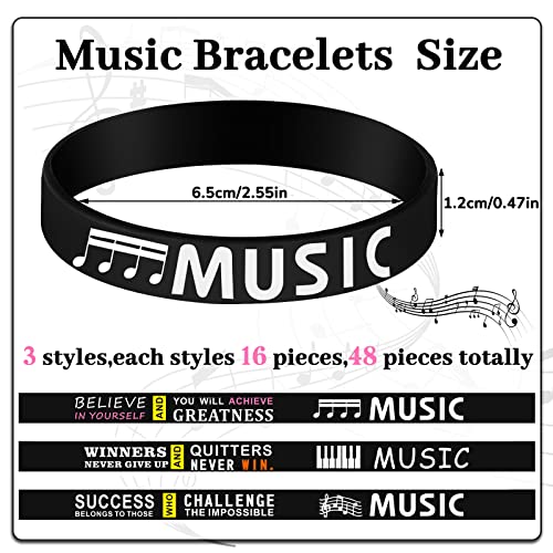 48 Pcs Piano Notes Silicone Bracelets Music Inspirational Bracelets Piano Notes Theme Party Supplies Music Party Favors Music Gifts Piano Recital Gifts For Music Students Teachers Musicians, 3 Styles #TOP1