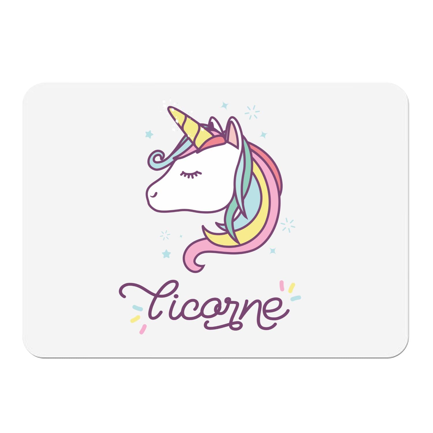 Napperon blanc licorne pour repas d'enfants et goûters magiques - Grand format x4