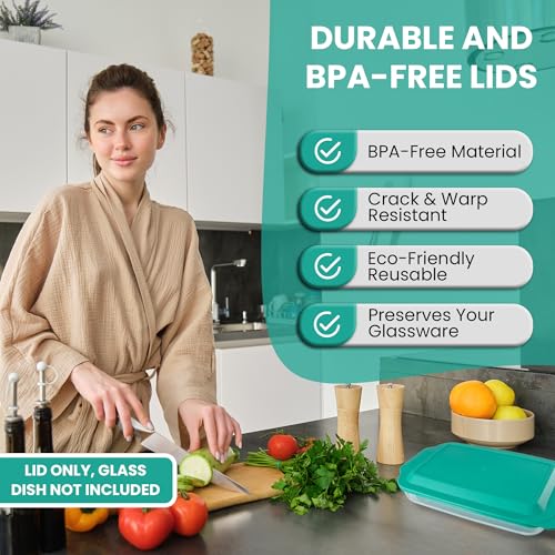 Replacement Lid fits Pyrex 9x13 233 Glass Casserole Baking Dish Container with Tab Handles, for 3-Quart Model 233-PC (Turquoise) by MRX Solutions - Image 8