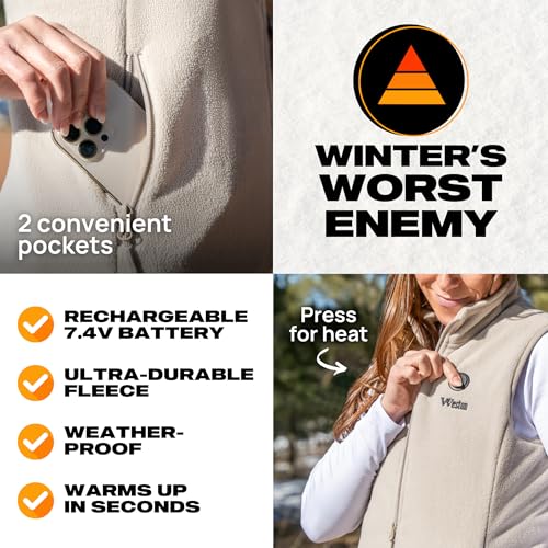 Women's Heated Fleece Vest with 4 Heating Zones by WESTON