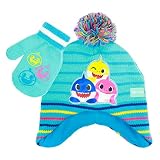 Accessory Supply Baby Shark Toddler Winter Hat and Toddler Mittens, Warm Kids Winter Gloves with Mat