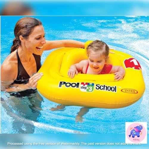 Image of Inflatable Kiddie Float | Water Baby Floater for Kids| Safe Anti-flip Diaper Style Swim Tube Rider| Swim Pool Tube for Toddlers|Multicolor Cute Swimming Pool Safety Seat (Pool School)