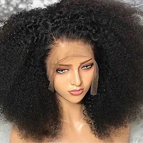 MSGEM Kinky Curly Closure Wig Human Hair, 10 inch Brazilian Kinky Curly Human Hair Wigs for Black Women 150 Density 8A Natural Hair Wigs