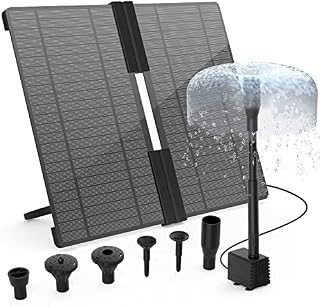 AISITIN Solar Fountain Folding Stand, 12V 20W High Power Solar Panel with 6 Nozzle Fittings and Bracket, Adjust The Angle of The Solar Panel at Will, Suitable for Pond, Pool, Bird Pond, Garden