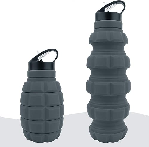 QiCheng&LYS Botella de agua plegable de viaje de 19.5 onzas, reutilizable, sin BPA, botellas de agua plegables de silicona para viajes, gimnasio,