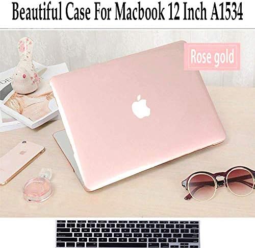 Twinscase Rosegold MacBook 12 Inch Case Pink Cover,Release 2015-2019,Super Clear Ultra Thin Anti-Scratch Dustproof Rubberized Feet Glossy Case for MacBook 12 Inch Retina Display