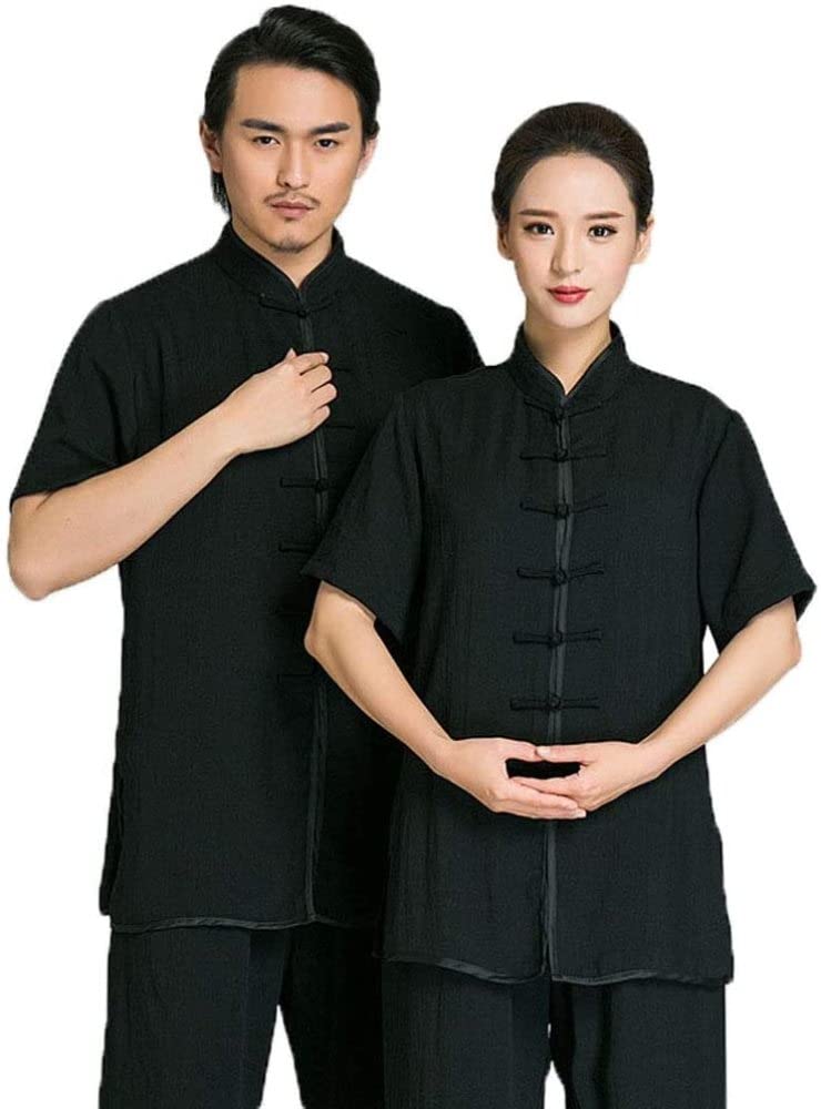 Tai Chi Anzüge für Männer Frauen Chinesisches traditionelles Kung Fu Kleidung Wing Chun Uniform Kampfkunst Qi Gong Kleidung Sportbekleidung,Weiß-XXL (Schwarz L)