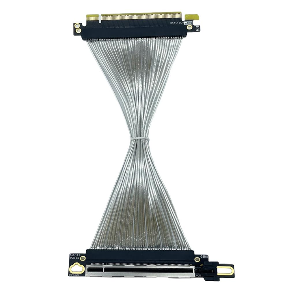 PCIe 5.0 X16 GPU kabel przedłużający karty graficznej PCI-E 5.0 Gen5 64 GB/S posrebrzany kabel 90° kąt prosty kabel riser 15 cm