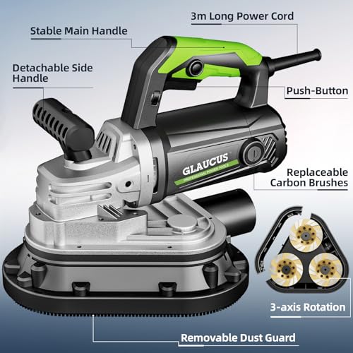 Image of 4 inch 3-Head Concrete Grinder, 2450W Concrete Floor Grinder with Bristle Dust Shroud & Vacuum, 6-Speed Diamond Grinding Machine for Concrete, Marble, Granite, Cement Floor Wall Polishing