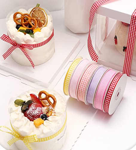 Dxeud 34 Yards 17 Colors Gingham Ribbon Checkered Ribbon Gingham Woven Edge Ribbon For Gift Package Wrapping, Sewing, Hair Bow... (5/8 Inch) #TOP5