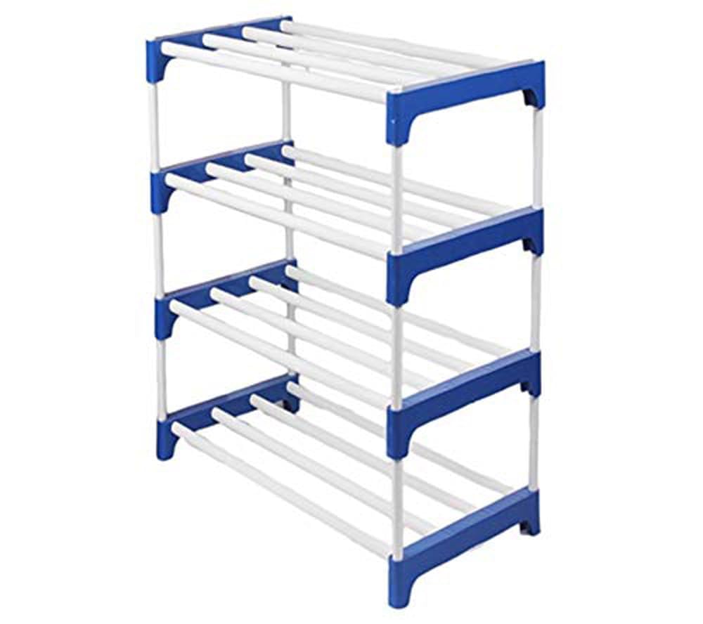 Multipurpose Portable Shoe Rack for Home Storage, Easy to Move & Assemble (PVC and Plastic Rack) (Blue-4 Shelves) (B0D98LDVK3) Amazon Price History, Amazon Price Tracker
