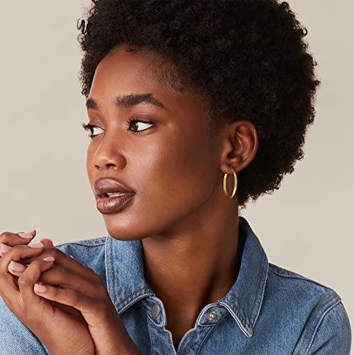 PAVOI 18K Yellow Gold Vermeil 925 Sterling Silver Post Lightweight Hoops | 30mm | Yellow Gold Hoop Earrings for Women2