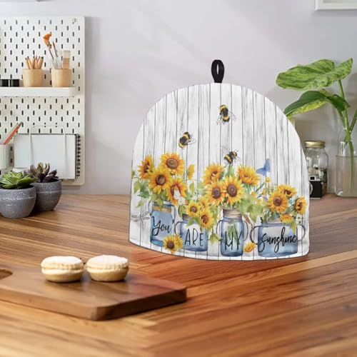 Image of Tea Cover Large Tea Pots Cozy Tea Cozies Teapot Dust Cover Insulated Keeping Warm Tea Kettle Quilt for English Tea Sets for Home Kitchen Tea Pot Decor, You are My Sunshine