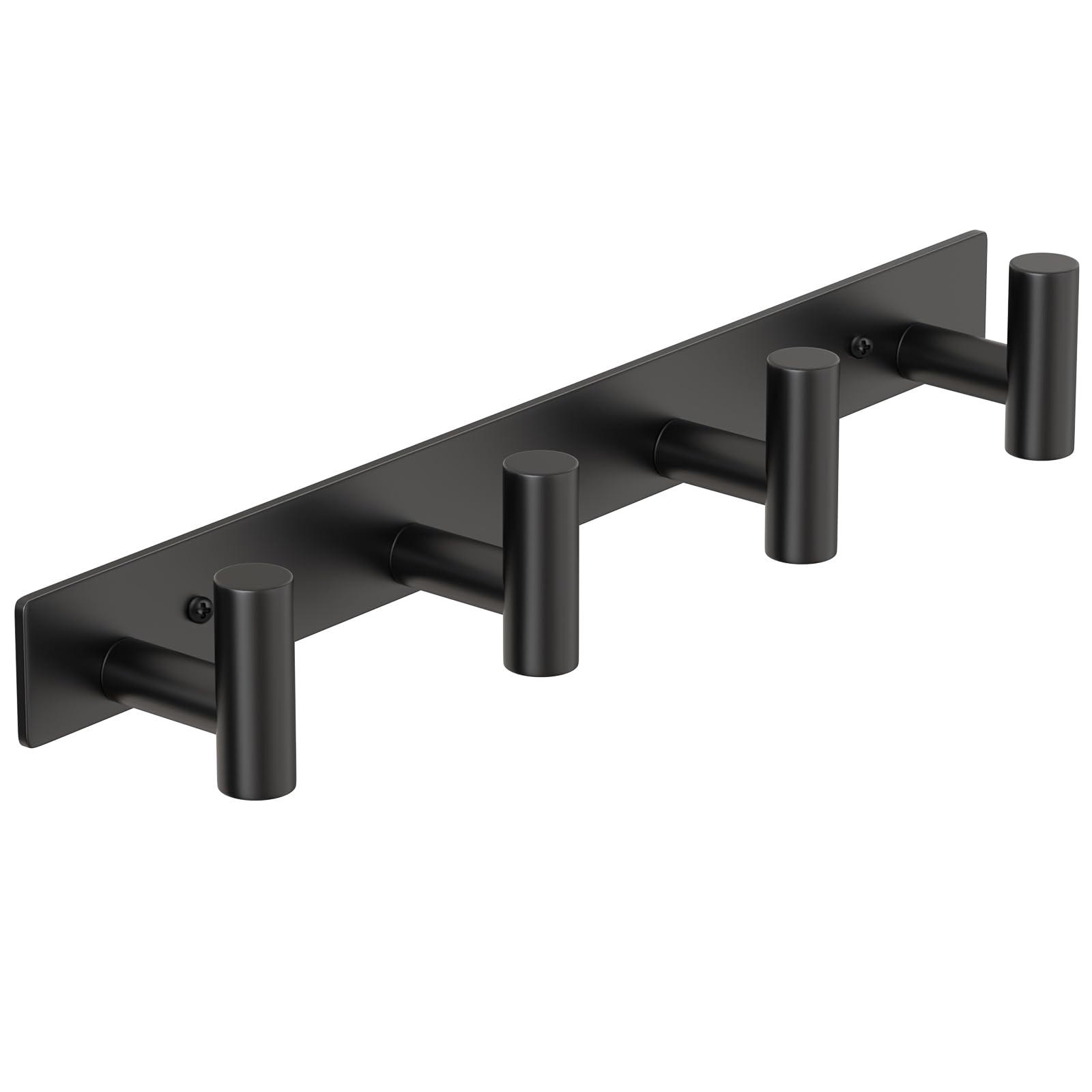 PMMASTO Coat Rack Wall Mounted, 4 "T Shaped Wall Hooks for Hanging, Heavy Duty Stainless Steel Coat Hook Rail for Hat Towel Robes in Bathroom Kitchen Mudroom Entryway (Black, 1 PC)