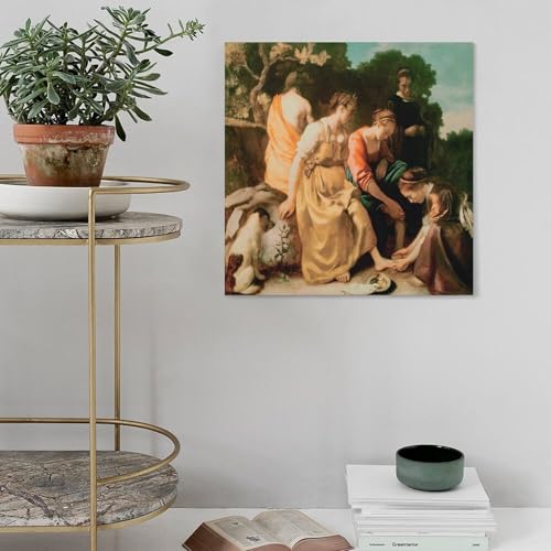 Diana et ses compagnons de Vermeer | Tableau salon impression sur toile 60x60 - 5