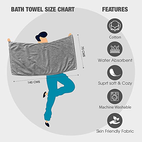 Image of Divine Casa 500 GSM Cotton Towel for Bath Large Size |Super Soft and Super Absorbent Bath Towels for Men & Women - Pack of 1 (140x70 CM, Light Orange)