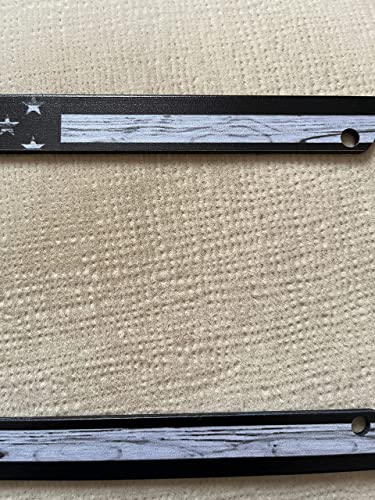 American Flag Usa Plastic License Plate Frame Tag Grey Wood Grain Design #TOP3
