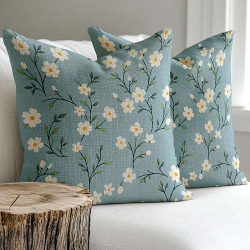 Cvqza Decorative Throw Pillow Covers Set of 2, Floral Pattern