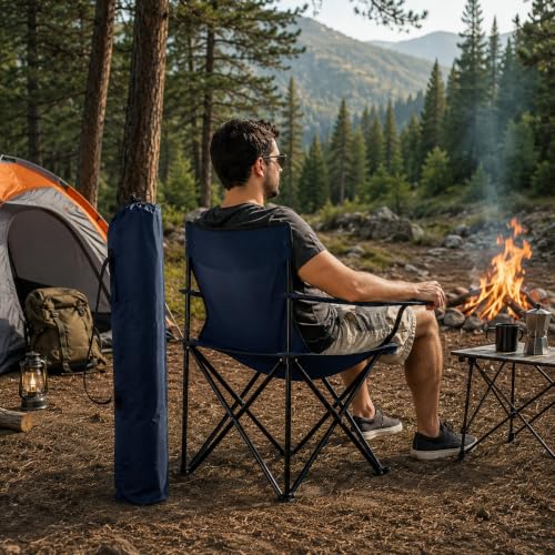 Image of Portable Folding Camping Chair | Foldable Nylon Fabric Outdoor Chair | Lightweight Travel Chair for Fishing, Beach, Picnic, Garden & Outdoor Use