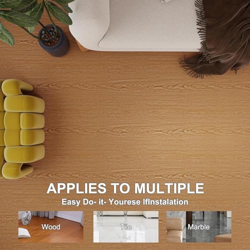Image of Self-Adhesive Vinyl Flooring & Walls Covering, Waterproof, Removable Oil-Resistant Floor Sticker,Peel Stick Wallpaper for Kitchen Living Room Floor Stickers (Acacia, 60 x 300 cm)