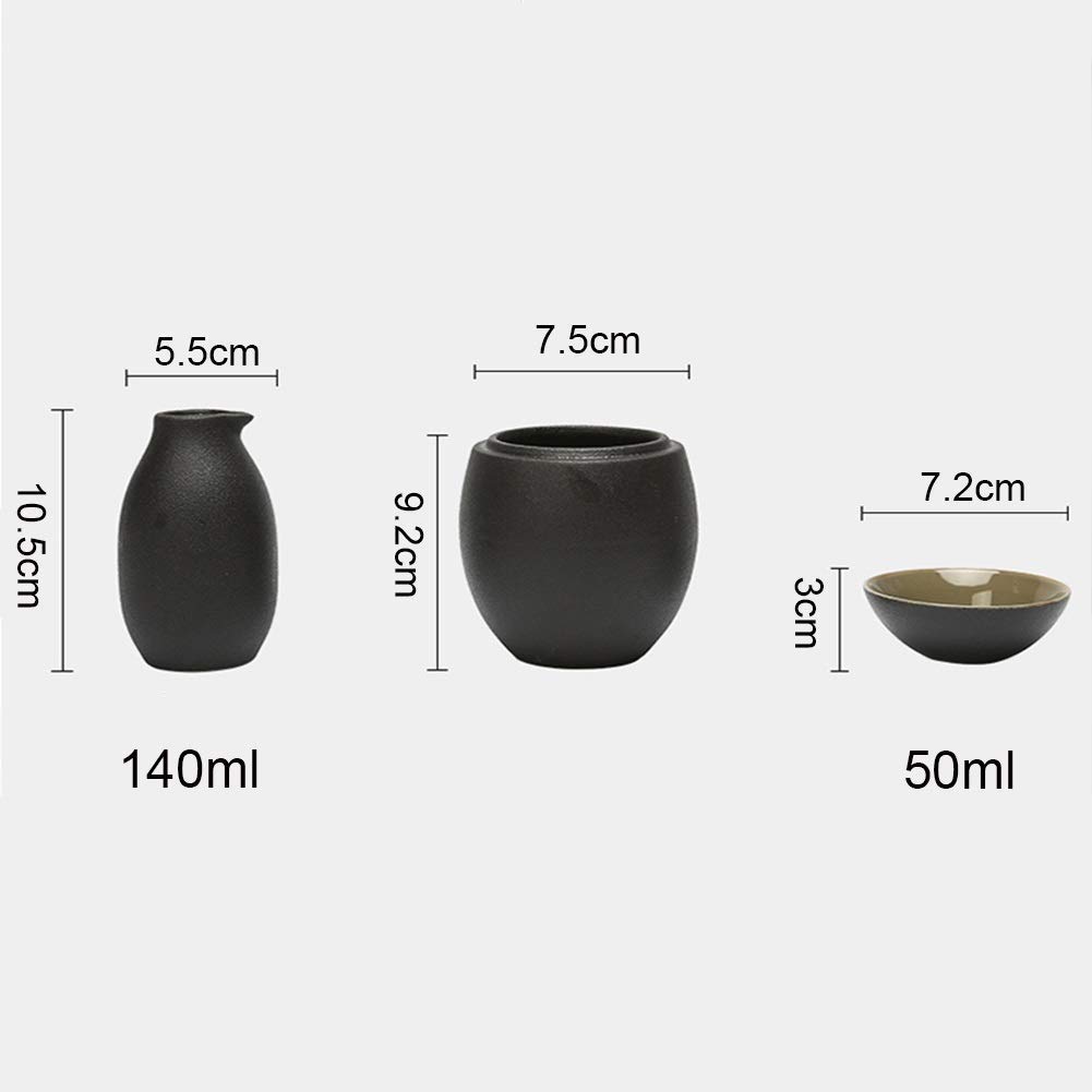 Set di 3 Pezzi per sakè in Stile Tradizionale retrò in Porcellana Artigianale, Set di Bicchieri da Vino per Servizio di sakè Caldo/Freddo, Ideale per sakè