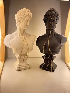 David Bust Statue Set, Greece Bust, David"Gold Streak", Pop Art Sculpture, David Statue, Male Bust Sculpture, Large Greece Statue