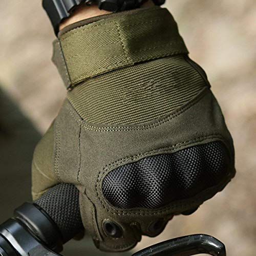 Xiaoai Outdoor Joint Protection Gloves,Rubber Hard Knuckle Full Finger Touch Screen Gloves for Men & Women Cycling Motorcycle Hiking Camping Training (L, Army Green) - Thumbnail 6
