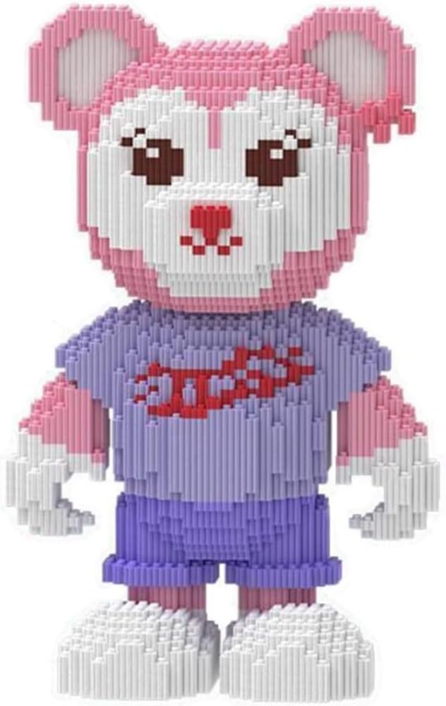5105-Piece Micro Block Animal Bear Building Kit - Cute Plush-Style Bear with Streetwear Outfit | Detailed Collectible for 16+ Teens & Adults | Unique Gift for Birthdays/Christmas (910005)