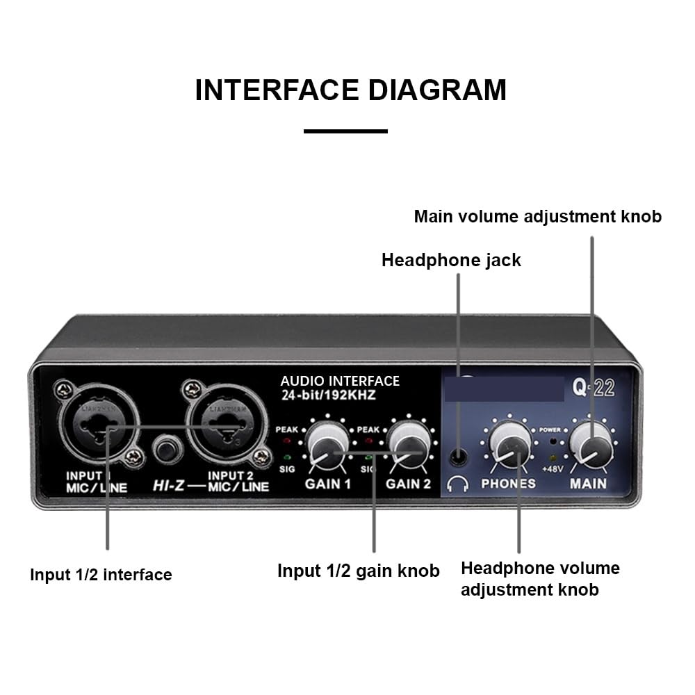 Q-22 Interfaccia Professal Scheda audio portatile USB Computer Arranger Scheda audio Live
