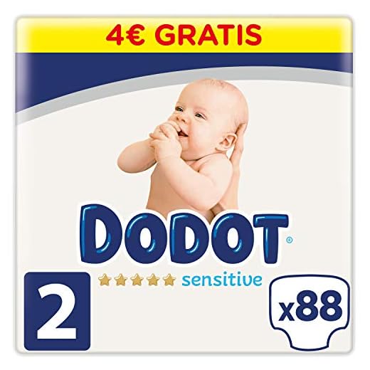 Dodot Sensitive Pañales, Blanco, Talla 2 (4-8 Kg), 92 Unidades