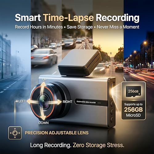 Image of Lenovo T4-B2V 4K 2 Channel Dash Camera for Cars, 4K Front + 1080P Rear, WiFi App Control, Voice Control, 3 inch IPS Display, ADAS, BSD, Night Vision, Loop Recording, Parking Monitor, G-Sensor