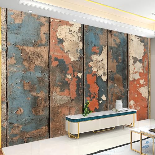 Papier peint intissé masquant 450x315 cm aspect bois usé brun