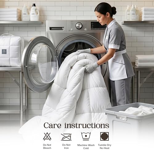 Image of Utopia Bedding Pack of 4 Comforters Queen Size, Hotel Collection All Season Duvet Insert, Down Alternative Box Stitched Bed Comforter with Corner Tabs, for Hotels, Resorts & Commercial Use (White)