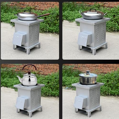 Poêle à bois camping en acier inoxydable de 40cm pour cuisson extérieure