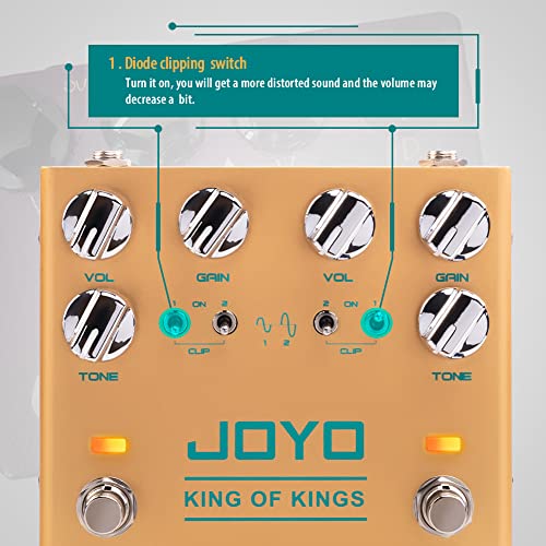 Image of JOYO Dual-Channel Overdrive Guitar Pedal, Pure Analog Circuit with Independent Clipping (Hard /Soft) per Channel, Stackable A to B, True Bypass (King of Kings R-20)