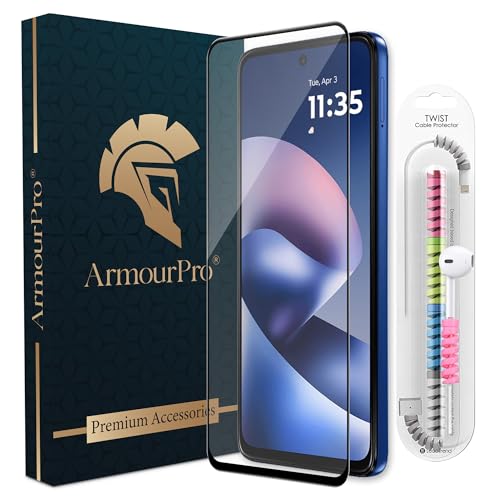 Image of ArmourPro Military-Grade Tempered Glass for Motorola G37 / Moto G37 Power - 9H Anti Scratch, Edge-to-Edge Coverage, HD Clarity, Smooth Touch, Case Friendly, Easy Installation Kit with Cable Protector