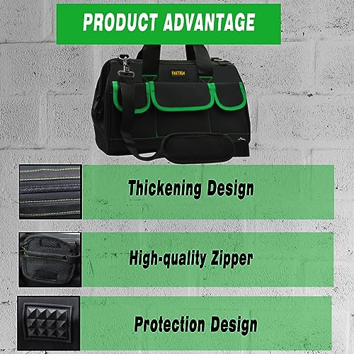 Image of FASTECH 22 Inch Tool Bag With Comfortable Shoulder Straps, Waterproof Wide Mouth Tool Kit, Tool Storage Package For Men /Women (22IN Green)