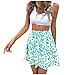 YGbuy Femmes Eté Rétro Jupe Plissée Patineuse Fille Elastique Court Midi Jupe Imprimée Style Doux pour Femme Jupe Petite Jupe Courte Fleurie Jupe Décontractée (Green, XL)