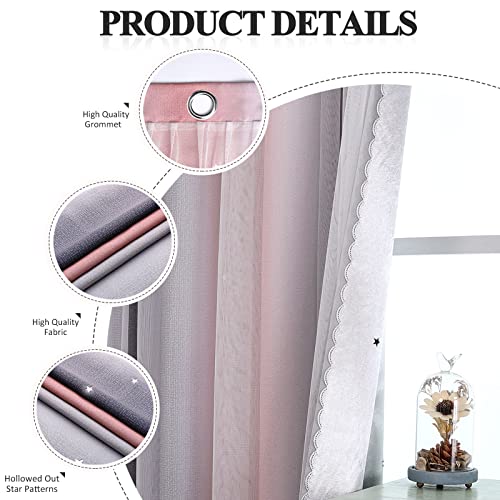 KAHEAUM Blackout Curtains for Bedroom and Living Room, Eyelet Nursery Kids Girls Voile Net Window Panels - Image 4