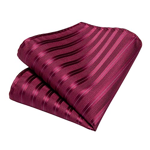 Image of DiBanGu Mens Striped Tie Silk Woven Necktie and Pocket Square Cufflinks Tie Clip Set Wedding Business Formal Gift Tie for Men