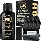 HUNJIXQ Ceramic Coating for Cars, 20H High-Grade Graphene Coating for Automobiles, Complete Detailing Kit, 10+ Years of Lasting Defense, Intense Glossy Look, Use After Washing & Polishing, 70ml