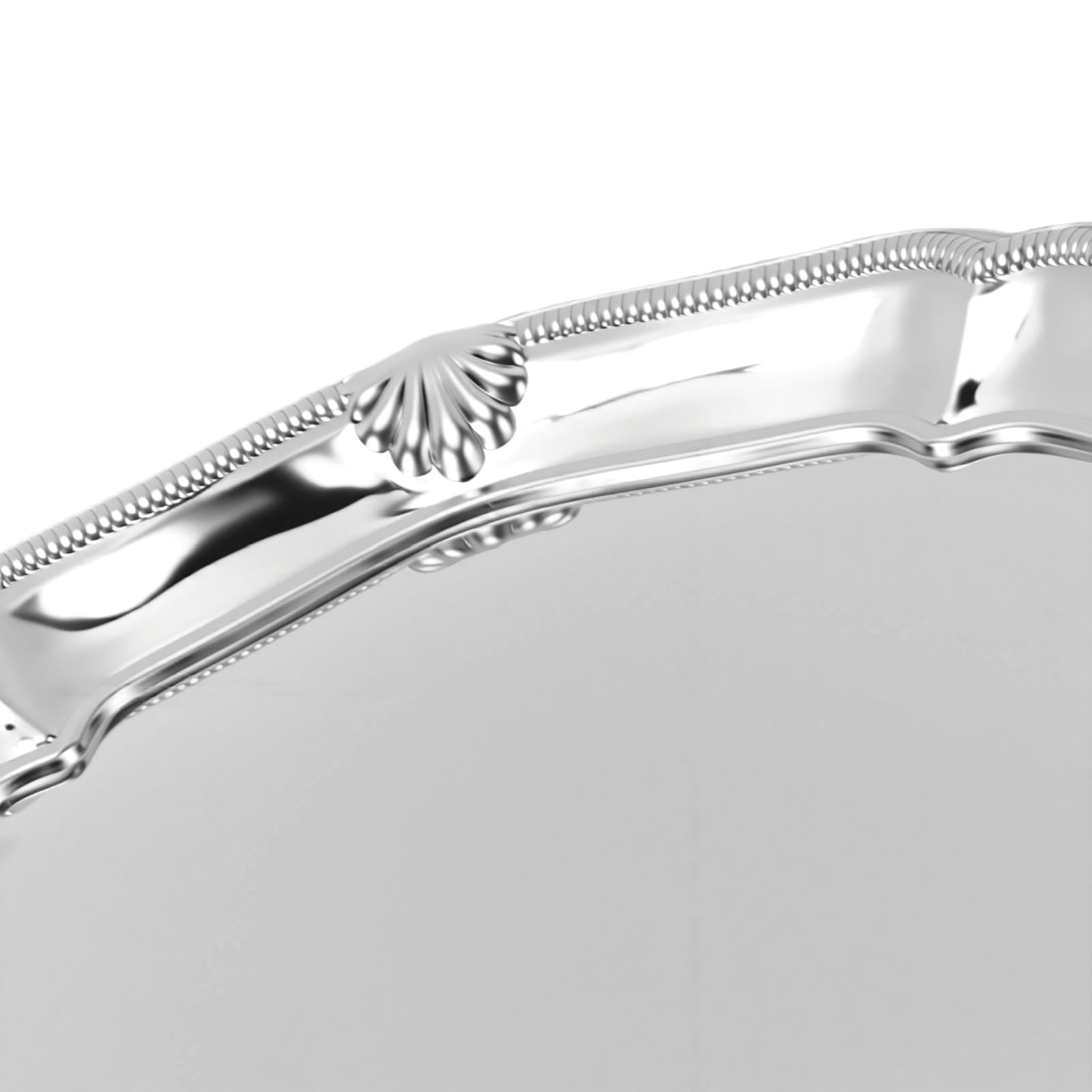 Fdit Plateau de Service gravé en Argent, Plateau Polyvalent en Acier Inoxydable pour Gâteau, Dessert aux Fruits, Plat D'exposition de Bijoux pour Fête à Domicile